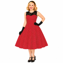 Load image into Gallery viewer, Lace and Polka Dot Vintage Dress, choose from 5 Colours