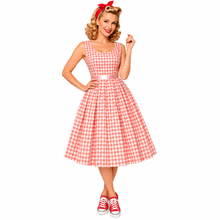Load image into Gallery viewer, Barbie Inspired Pink and White Gingham Dress