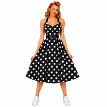 Load image into Gallery viewer, Polka Dot Retro Halterneck Dress, choose from 2 prints