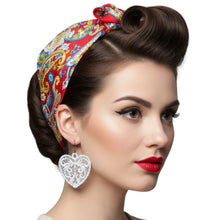 Load image into Gallery viewer, White Love Heart Lace Earrings