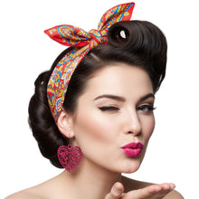 Load image into Gallery viewer, Pink Love Heart Lace Earrings