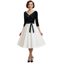 Load image into Gallery viewer, Savannah Black Lace and White Cocktail Dress