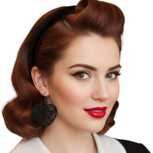 Load image into Gallery viewer, Black Love Heart Lace Earrings