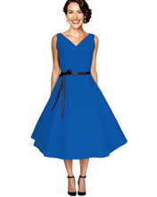 Load image into Gallery viewer, V Neck Retro Vintage Dress available in 9 colours