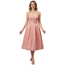 Load image into Gallery viewer, Barbie Inspired Pink and White Gingham Dress with Straps