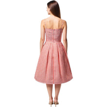 Load image into Gallery viewer, Barbie Inspired Pink and White Gingham Dress with Straps