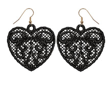 Load image into Gallery viewer, Black Love Heart Lace Earrings
