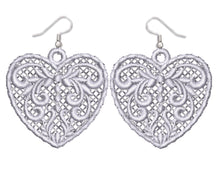 Load image into Gallery viewer, White Love Heart Lace Earrings