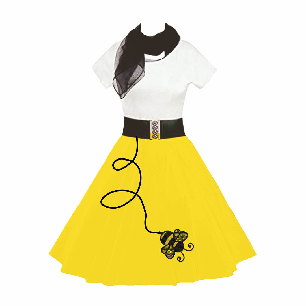 Bee Vintage Retro Skirt in Yellow