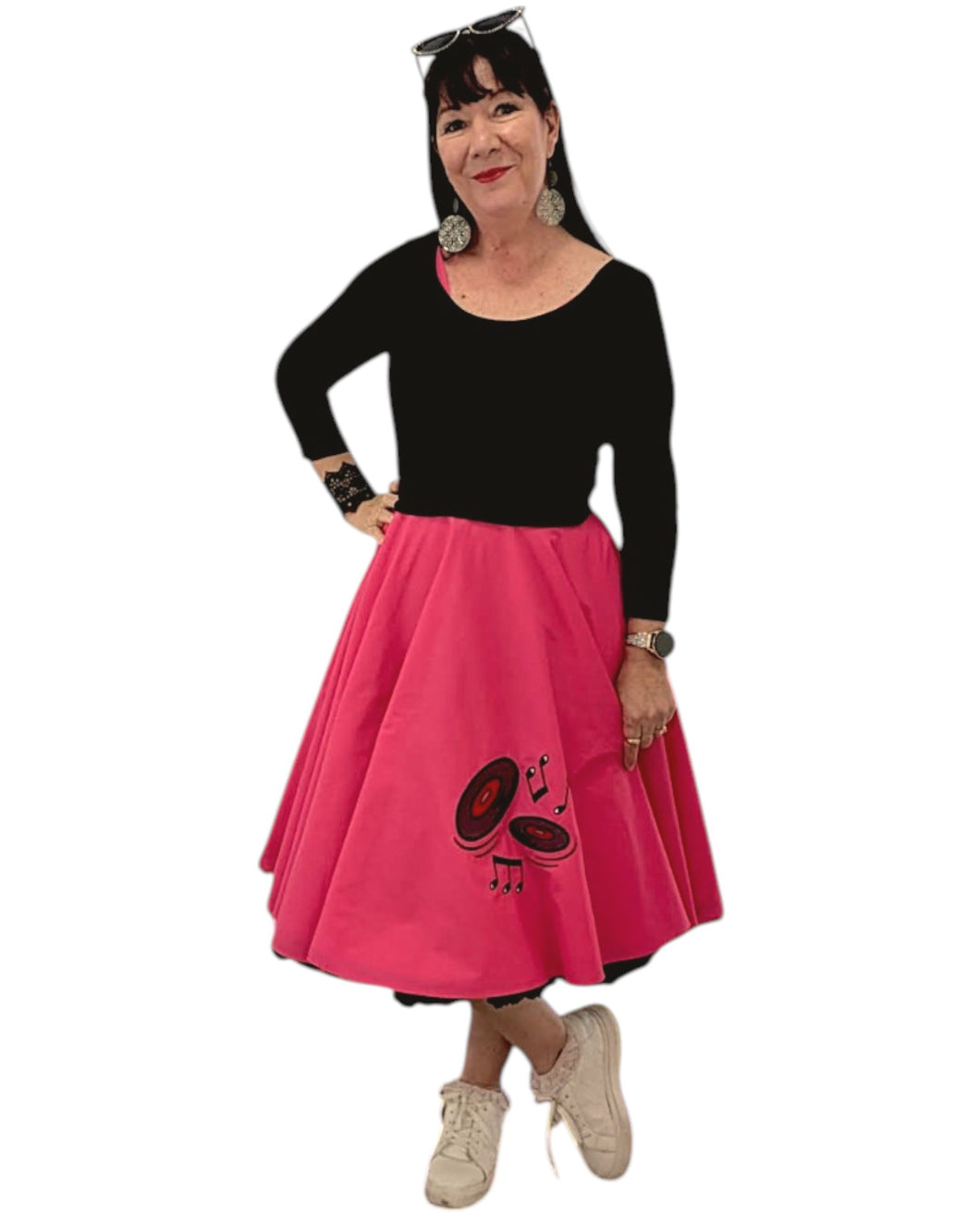 Retro Record Music Skirt in a Half Circle or Full Circle