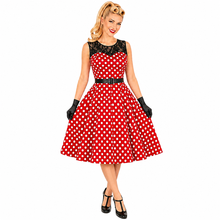 Load image into Gallery viewer, Lace and Polka Dot Vintage Dress, choose from 5 Colours
