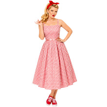 Load image into Gallery viewer, Barbie Inspired Pink and White Gingham Dress with Straps
