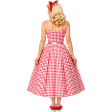 Load image into Gallery viewer, Barbie Inspired Pink and White Gingham Dress with Straps
