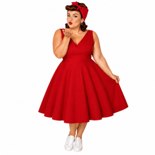 Load image into Gallery viewer, V Neck Retro Vintage Dress available in 9 colours
