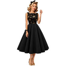 Load image into Gallery viewer, Megan Black and Gold Lace Cocktail Dress

