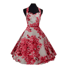 Load image into Gallery viewer, Pink Floral Halterneck Retro Dress
