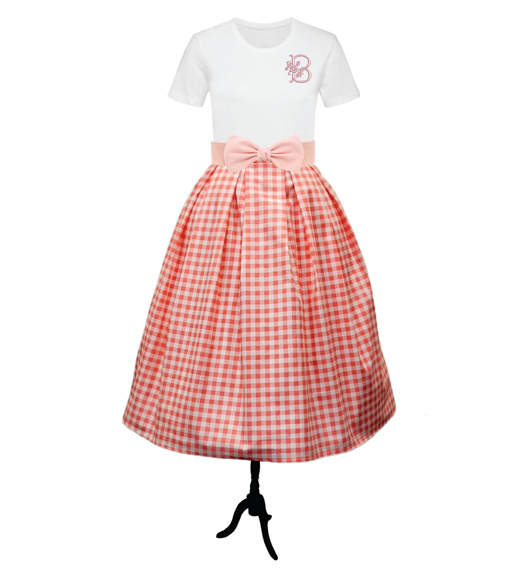 Barbie Inspired Pink and White Gingham Skirt