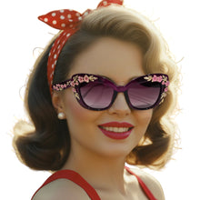 Load image into Gallery viewer, Purple Tinted Cherry Blossom Sunglasses

