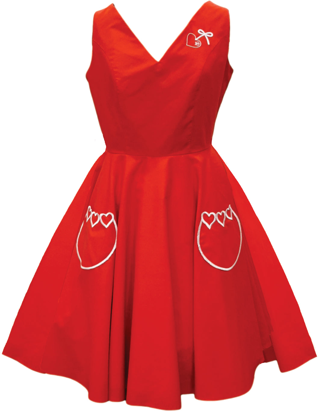 Love Heart Dress with V Neckline and Heart Pockets