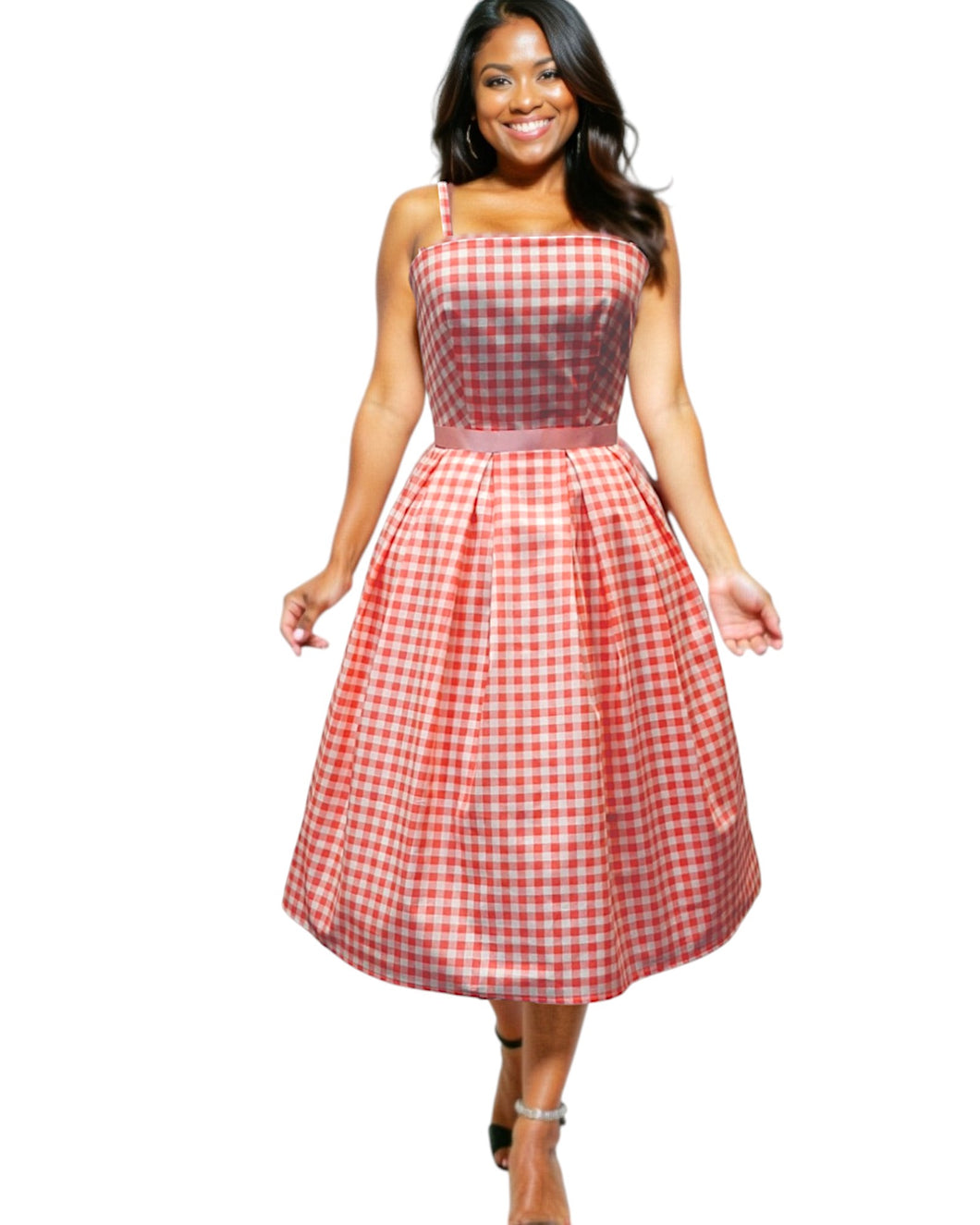 Barbie Inspired Pink and White Gingham Dress with Straps