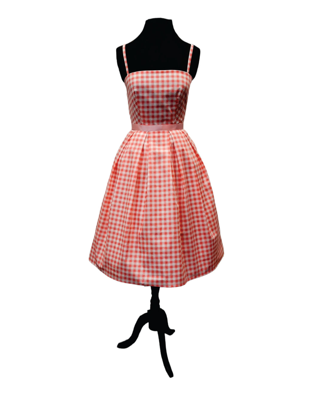 Barbie Inspired Pink and White Gingham Dress with Straps