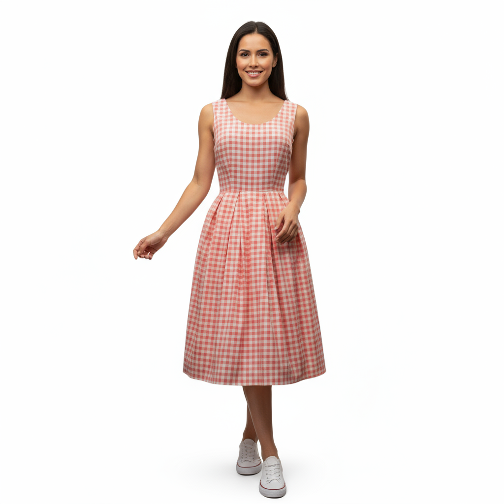 Barbie Inspired Pink and White Gingham Dress