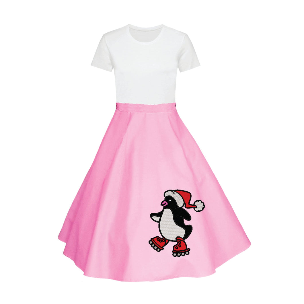 Christmas Roller Skating Penguin Skirt