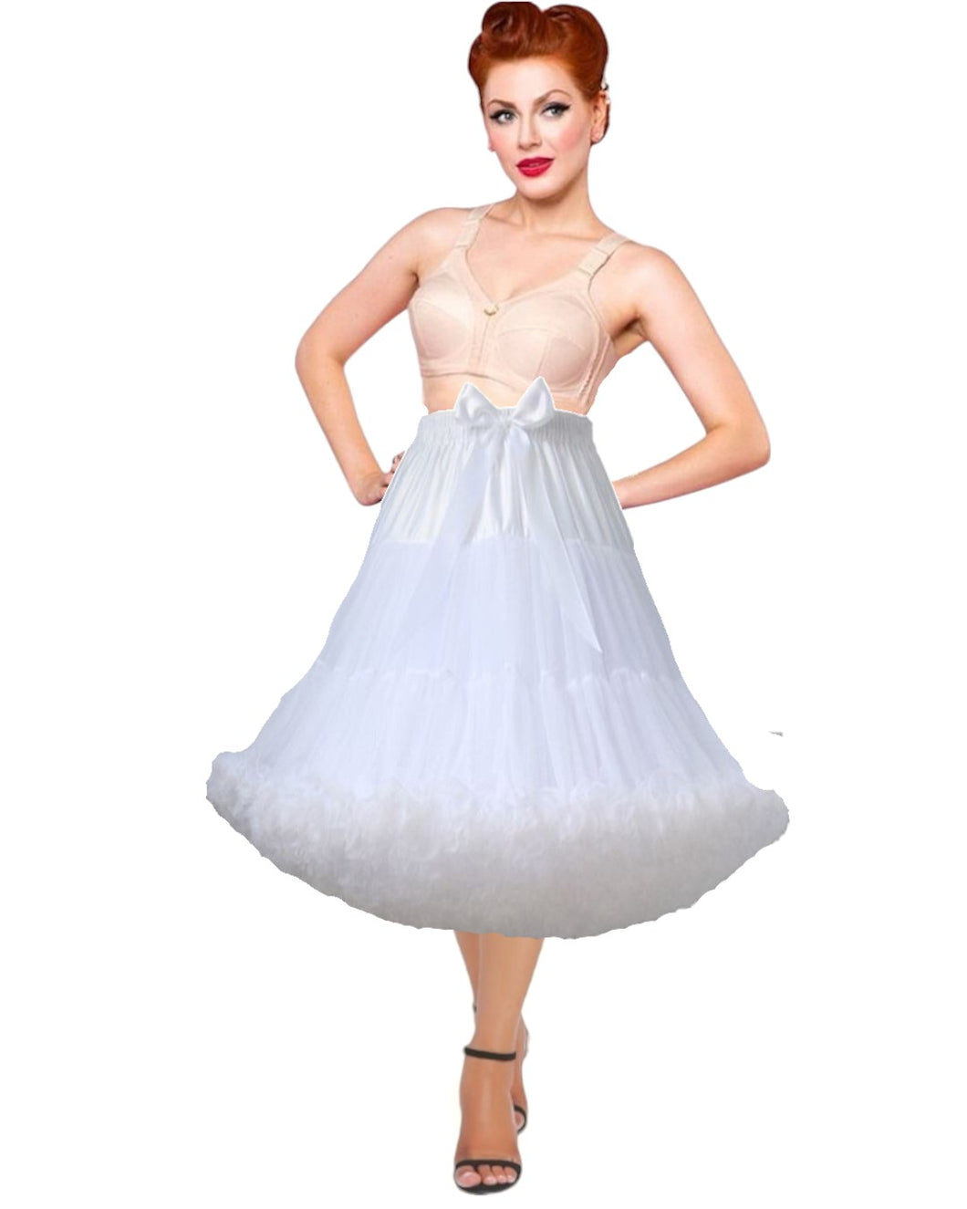 White 2 layer, Tiered Soft Tulle Petticoat, Rockabilly Underskirt