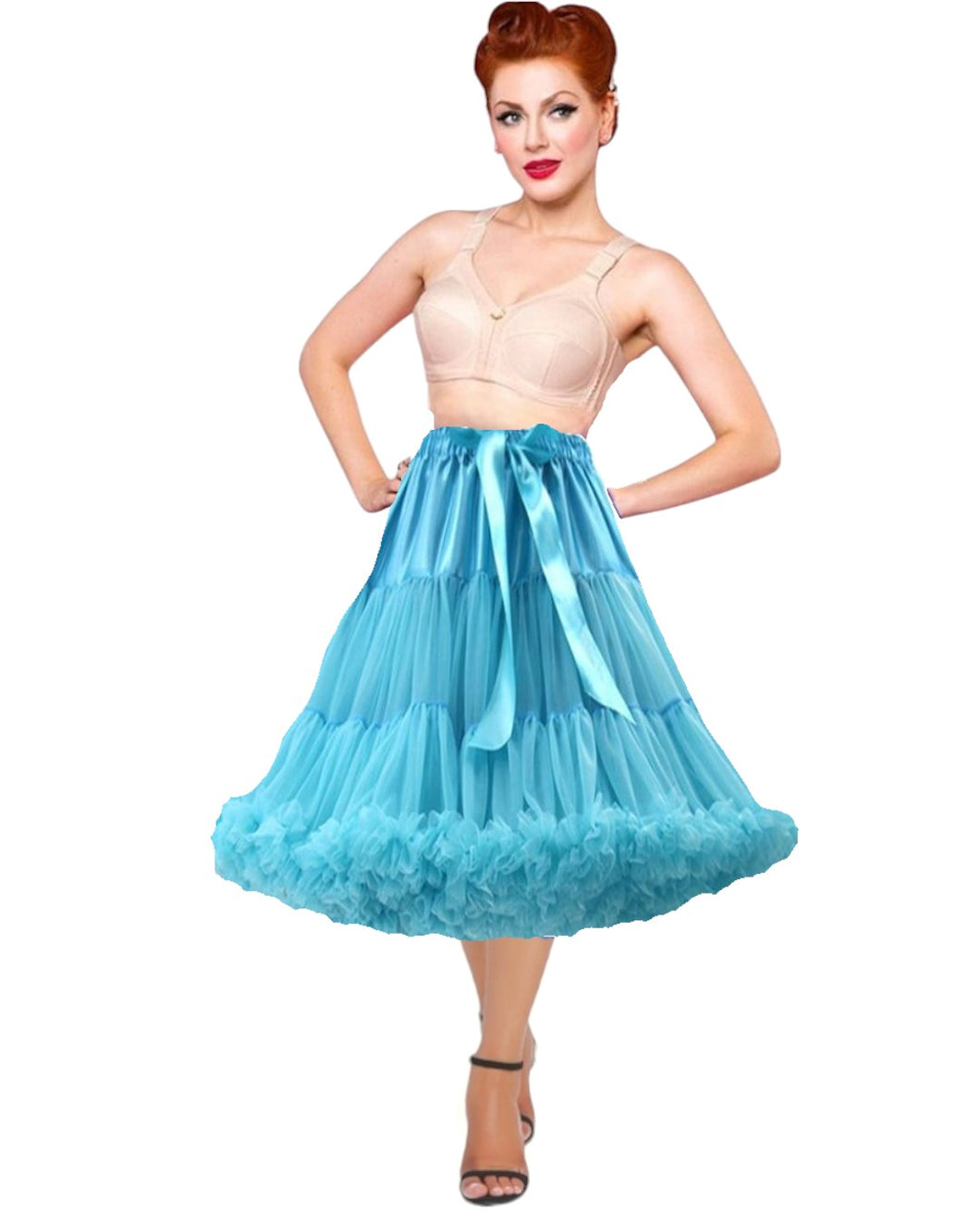 Blue 2 layer, Tiered Soft Tulle Petticoat, Rockabilly Underskirt