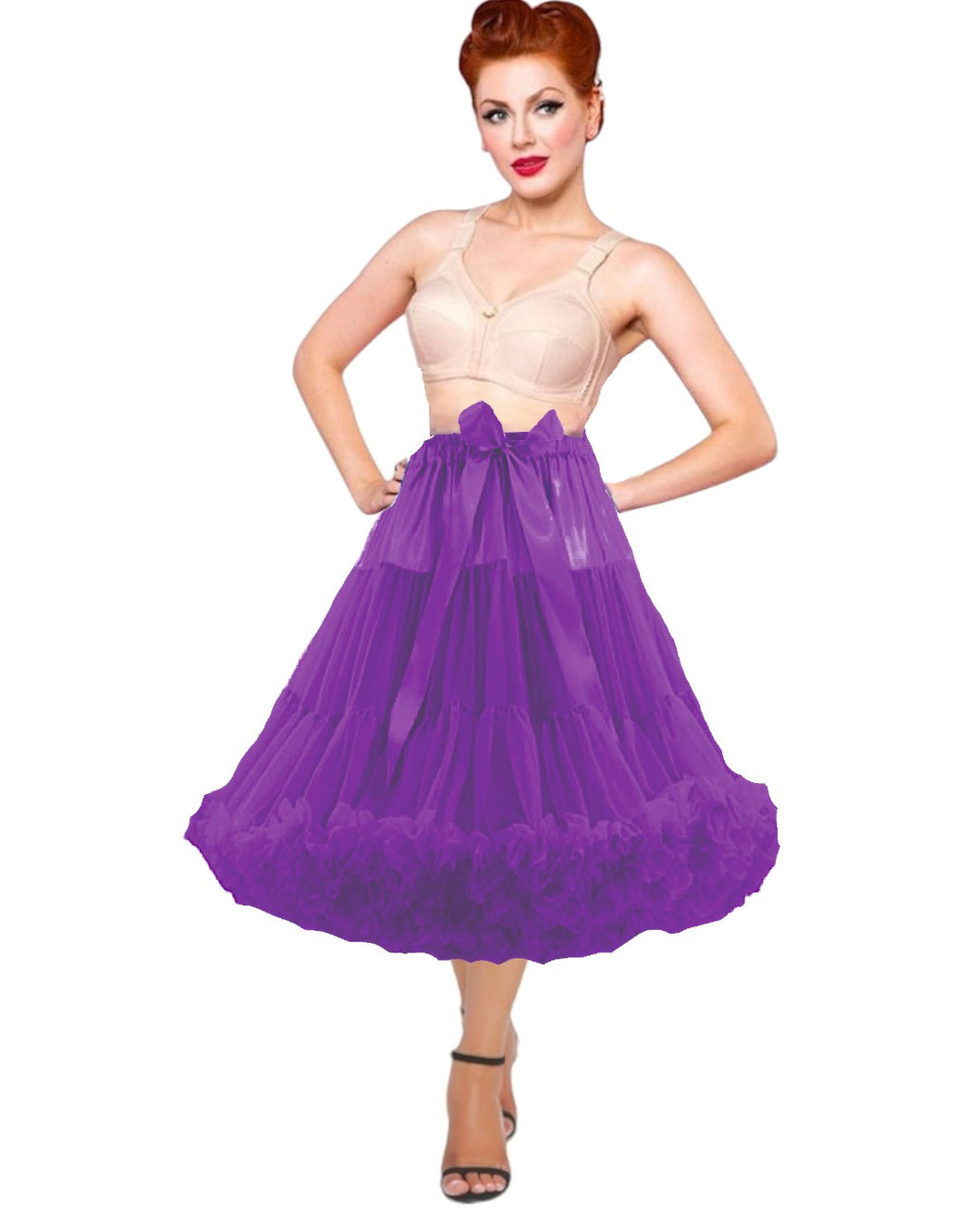 Purple 2 layer, Tiered Soft Tulle Petticoat, Rockabilly Underskirt