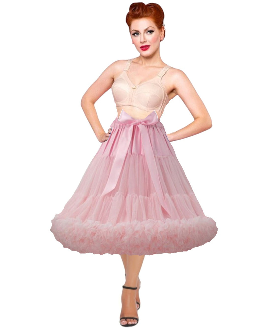 Soft Pink 2 layer, Tiered Soft Tulle Petticoat, Rockabilly Underskirt