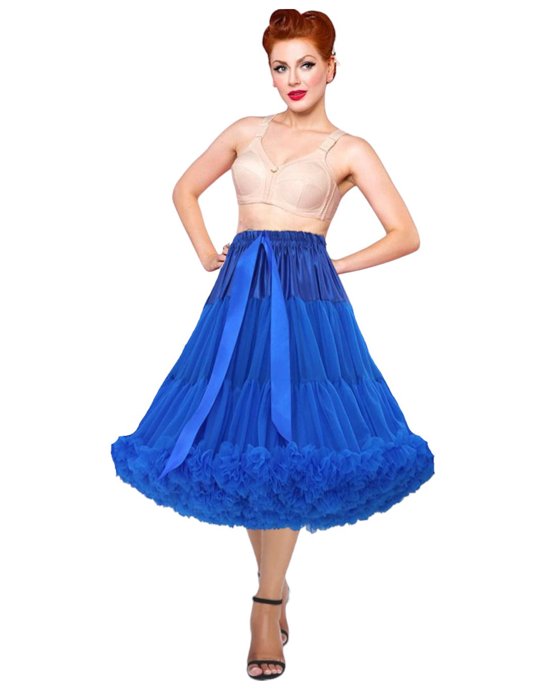 Royal Blue 2 layer, Tiered Soft Tulle Petticoat, Rockabilly Underskirt