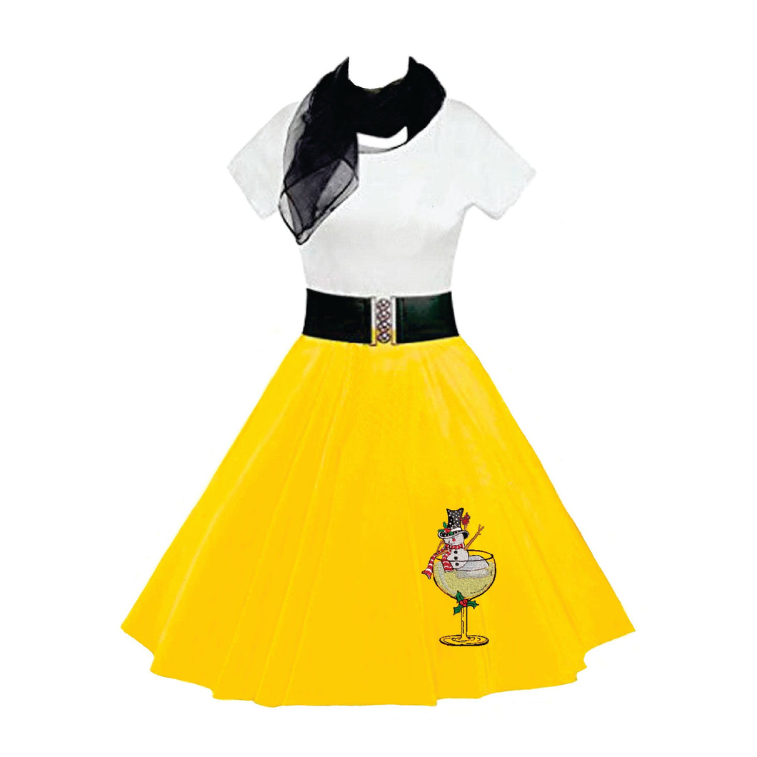 Festive Snowman sitting in a Wine Glass Skirt