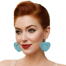 Load image into Gallery viewer, Blue Love Heart Lace Earrings
