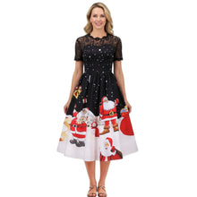 Load image into Gallery viewer, Short Sleeve Lace Christmas Dress
