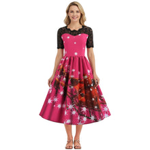 Load image into Gallery viewer, Lace Short Sleeve Christmas Dress

