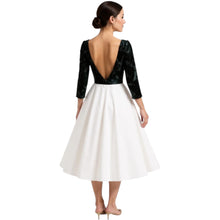 Load image into Gallery viewer, Savannah Black Lace and White Cocktail Dress
