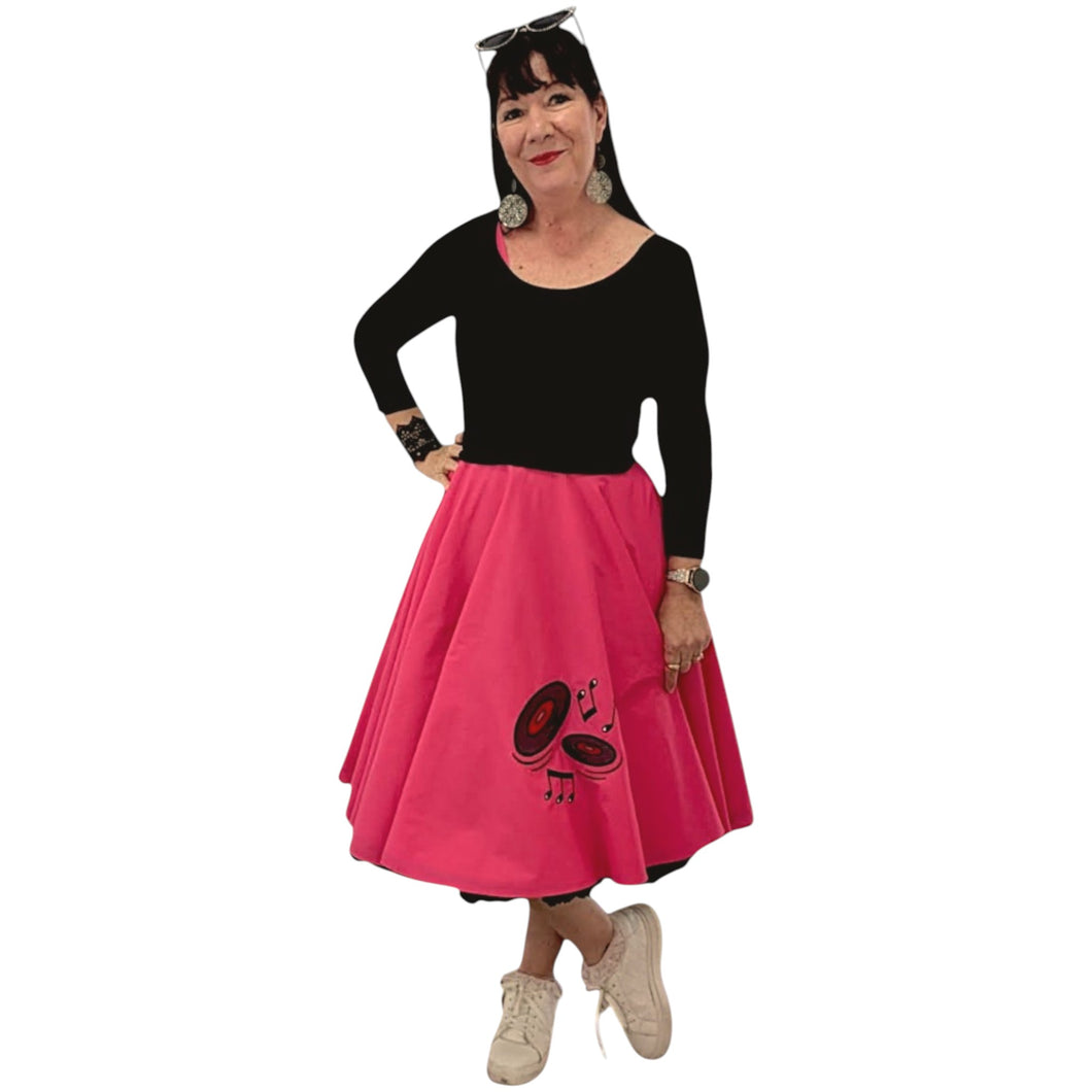 Retro Record Music Skirt in a Half Circle or Full Circle