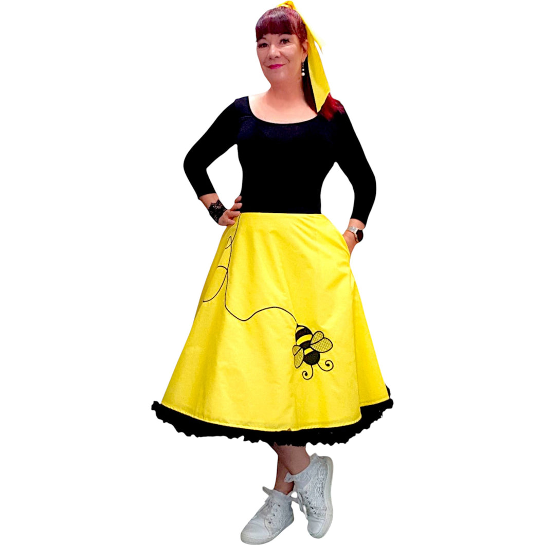 Bee Vintage Retro Skirt in Yellow