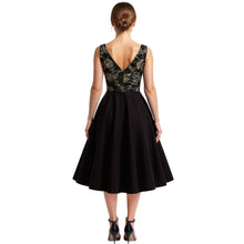 Load image into Gallery viewer, Megan Black and Gold Lace Cocktail Dress
