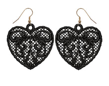 Load image into Gallery viewer, Black Love Heart Lace Earrings
