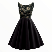 Load image into Gallery viewer, Megan Black and Gold Lace Cocktail Dress

