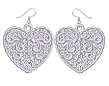 Load image into Gallery viewer, White Love Heart Lace Earrings
